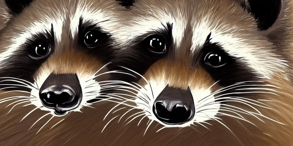 Prompt: raccoon profile picture, cute, painting, oil, 4k,