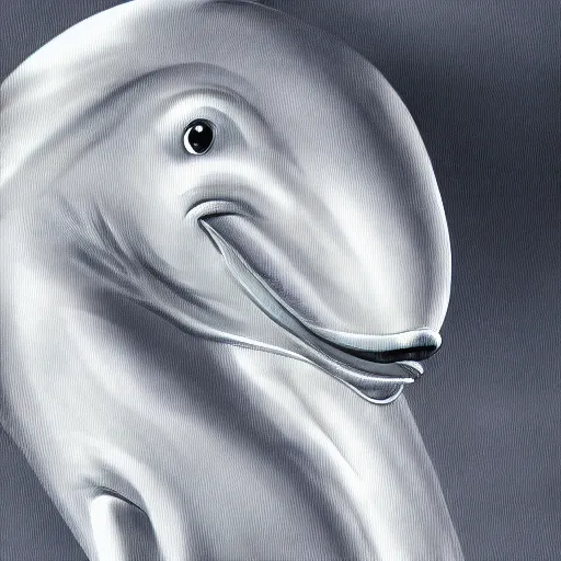Image similar to An anthropomorphic grey dolphin wearing a white lab-coat, digital painting, close-up