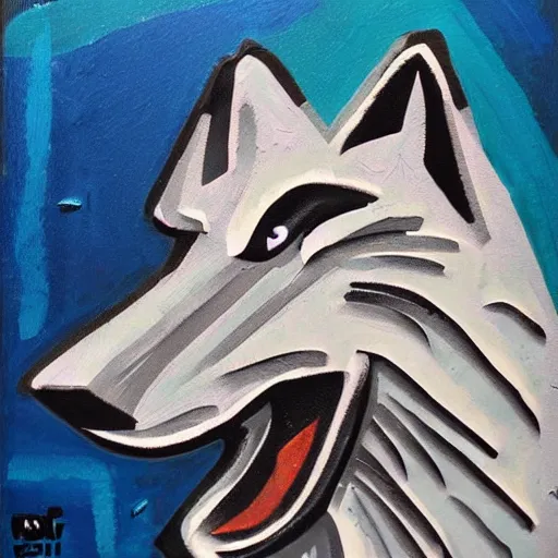 Image similar to retarded wolf, expressionism