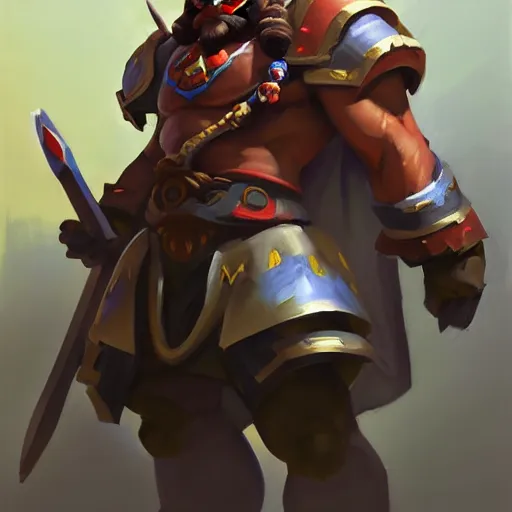 Image similar to Greg Manchess portrait painting of Ganon from Legend of Zelda as Overwatch character, medium shot, asymmetrical, profile picture, Organic Painting, sunny day, Matte Painting, bold shapes, hard edges, street art, trending on artstation, by Huang Guangjian and Gil Elvgren and Sachin Teng