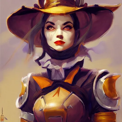 Image similar to greg manchess portrait painting of partially armored alice from alice in wonderland as overwatch character, medium shot, asymmetrical, profile picture, organic painting, sunny day, matte painting, bold shapes, hard edges, street art, trending on artstation, by huang guangjian, gil elvgren, ruan jia, randy vargas, greg rutkowski