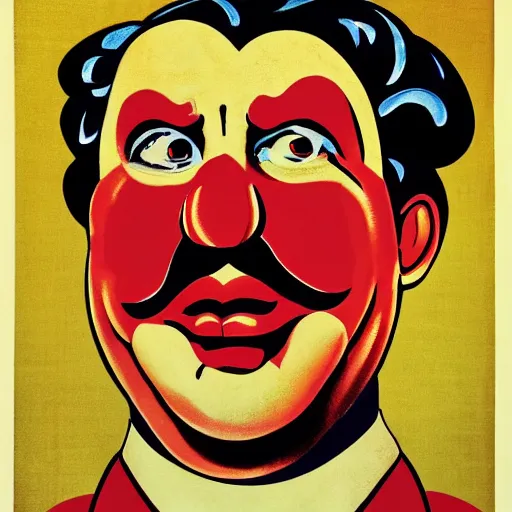 Prompt: communist clown portrait, propaganda style