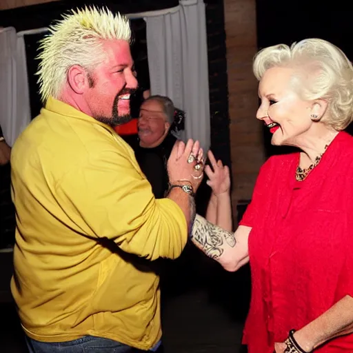 Image similar to guy fieri high fiving betty white