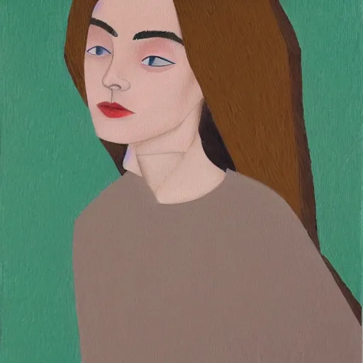 Image similar to professional painting of Elle Fanning in the style of Will Barnet, head and shoulders portrait, symmetrical facial features, smooth, sharp focus, illustration, intricate, stormy weather, extremely detailed masterpiece,