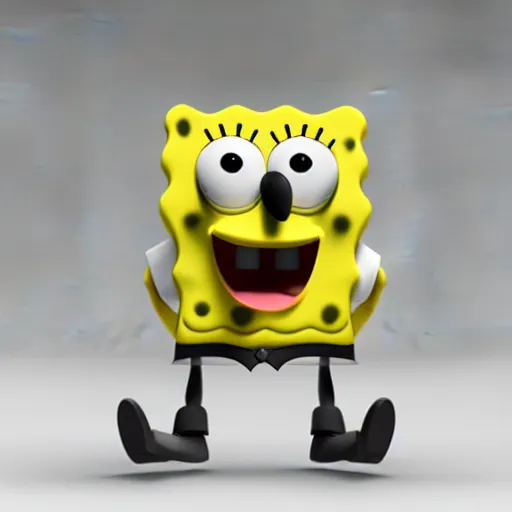 Image similar to incredibly sad spongebob, 3 d render, melancholic