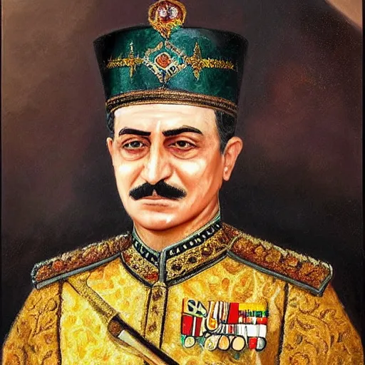 Prompt: king of Kurdistan, Mahmud Barzanji, royal portrait, award winning oil painting, incredibly detailed, insanely beautiful, symmetrical face, realistic