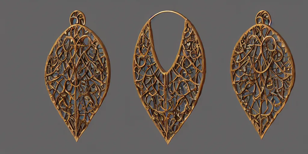 Image similar to earring design, jewelry design, wood, nordic, art deco, intricate, elegant, material, product design, trending on artstation, cgsociety, photo realistic, design by ziva cph and isabel lennse and kalevala, 8 k, unreal engine, c 4 d