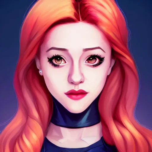 Image similar to a portrait of Lili Reinhart Batgirl comics, red hair, art by lois van baarle and loish and ross tran and rossdraws and sam yang and samdoesarts and artgerm, digital art, highly detailed, intricate, sharp focus, Trending on Artstation HQ, deviantart, unreal engine 5, 4K UHD image