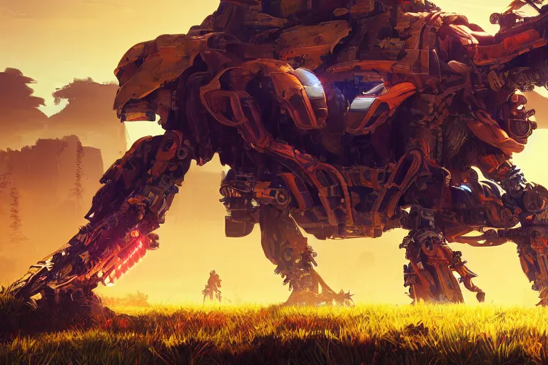 Image similar to shellsnapper machine mecanical creature robot of horizon forbidden west horizon zero dawn radiating a glowing aura global illumination ray tracing hdr fanart arstation by ian pesty and alena aenami artworks in 4 k