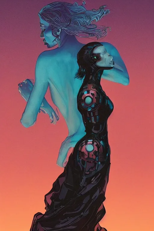 Prompt: 3 d, sci - fi, morning, raven bird sitting on a headless woman in a black dress. vogue cover style, copper and deep teal mood, figurative art, poster art, sharp focus, cinematic pose, cinematic lighting, unreal engine render. art by josan gonzales and moebius and deathburger.