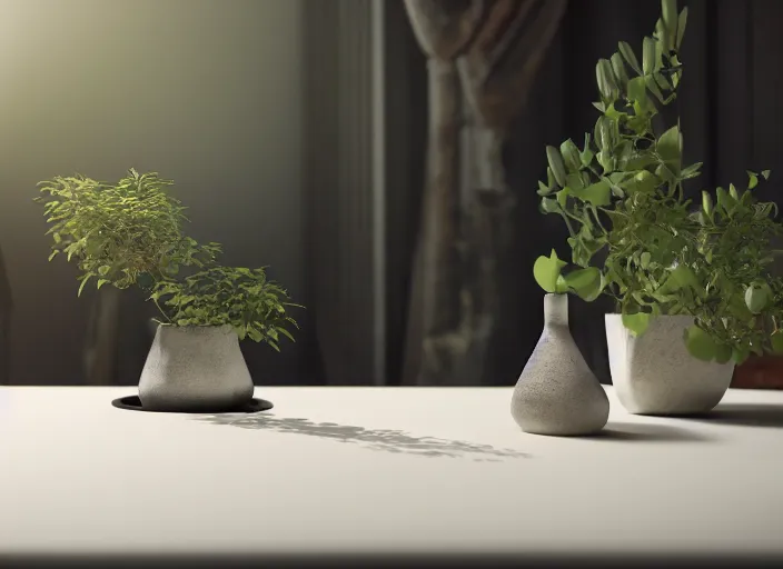 Image similar to a small miniature of a Hinda Prelude 2.0 on a white table near a book and a vase with a plant, 3d render, octane render, unreal engine 5, path tracing, serene landscape, calm, relaxing, beautiful landscape, highly detailed, high quality, 4k, symmetrical, low contrast, centered