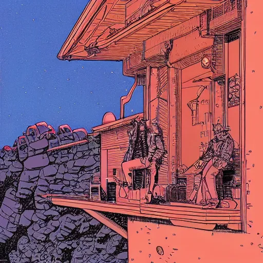 Prompt: a house is not a horse, sci - fi by moebius