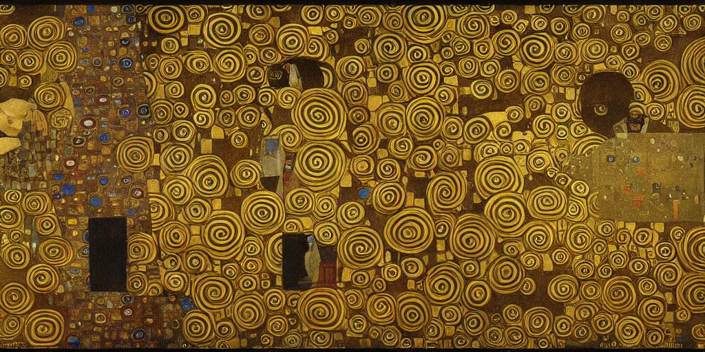 Prompt: klimt, wicca gold symbols optical illusion escher, magical symbols, by bayard wu