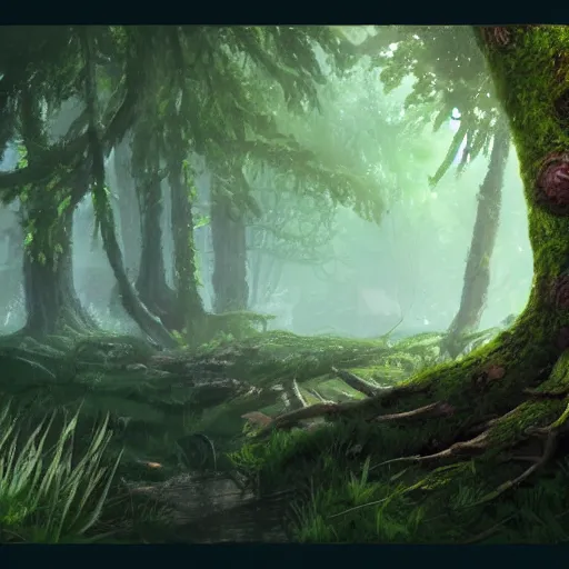 Prompt: lush forest trending on artstation, award winning fantasy concept art
