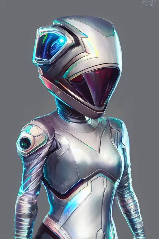 Image similar to Amanda Kwong in a futuristic spacesut highly detailed digital painting artstation concept art by artgerm and greg rutkowsi, holographic helmet, neon highlights