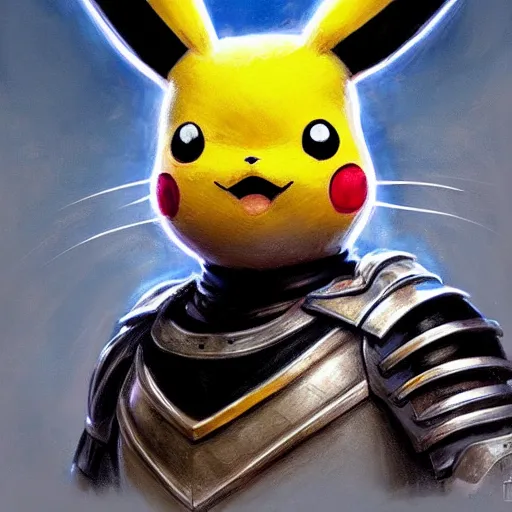 Prompt: pikachu!! as a realistic fantasy knight, closeup portrait art by donato giancola and greg rutkowski, realistic face, digital art, trending on artstation, symmetry!!