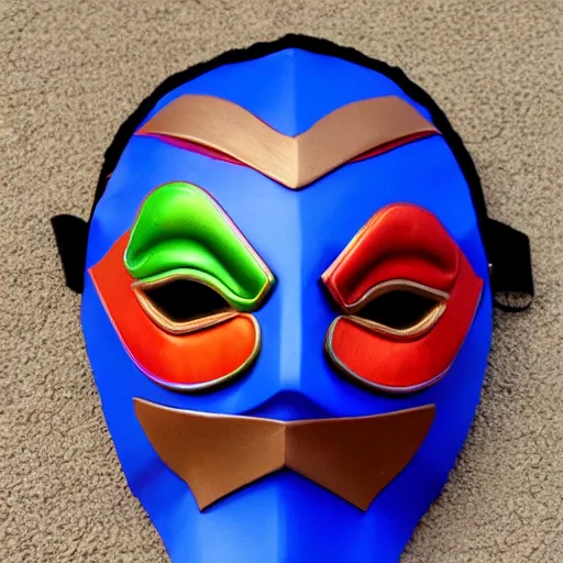 Prompt: majoras mask as a realistic wearable mask. highly detailed image. unreal engine. very colorful.