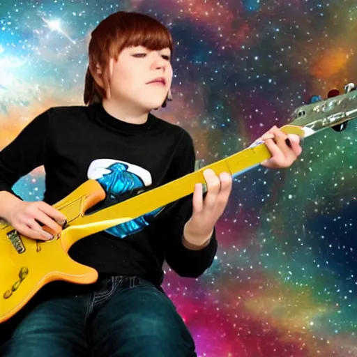 Image similar to playing guitar in space