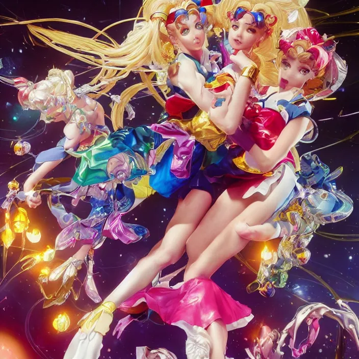 Prompt: jeff koons style sailor moon, ultra realistic, concept art, intricate details, serious, highly detailed, photorealistic, octane render, 8 k, unreal engine, art by todd mcfarlane and artgerm and greg rutkowski and alphonse mucha