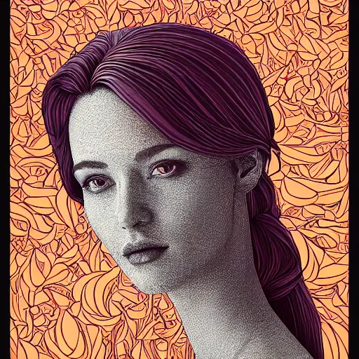 Image similar to the portrait of a beautiful and elegant young woman made up of peppers, an ultrafine detailed illustration by james jean, intricate linework, bright colors, final fantasy, behance contest winner, vanitas, angular, altermodern, unreal engine 5 highly rendered, global illumination, radiant light, detailed and intricate environment