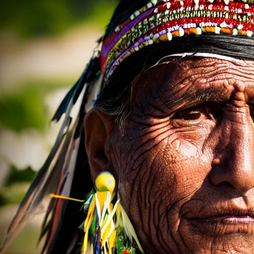 Prompt: native indigenous brazilian portrait, close up, 8 0 mm lens