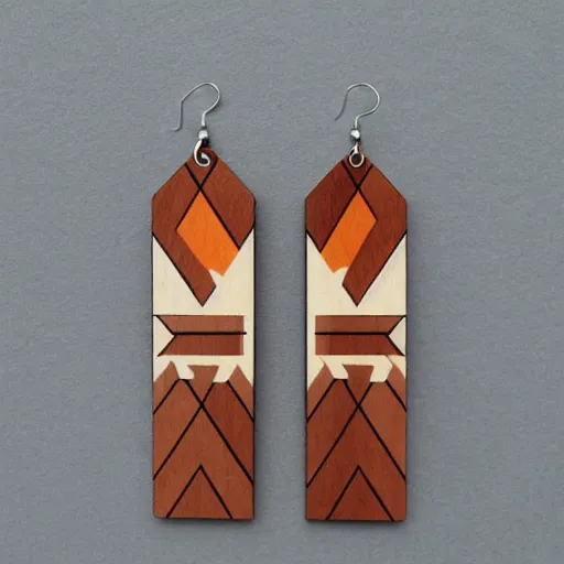 Image similar to lasercut segmented 2d wood earrings, graphic designs from the English Beat