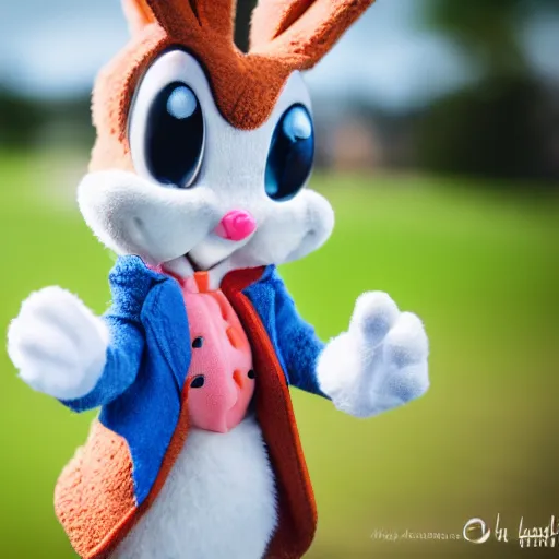 Prompt: a professional photo of bugs bunny, f / 1. 4, 9 0 mm, anatomically correct