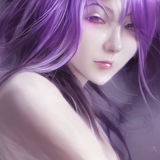 Prompt: Full body image of a gorgeous grown up anime women as a evil witch with purple short smooth shiny hair , pale white skin , robotic eyes , artstation , 4K , Highly detailed , high quality , dramatic lighting , drawn by Yusuke Murata , elegant, highly detailed, centered, digital painting, artstation, concept art, artgerm, donato giancola, Joseph Christian Leyendecker, WLOP, Boris Vallejo, Artgerm