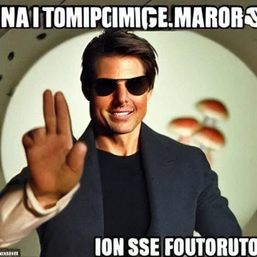 Image similar to meme with tom cruise about mushrooms