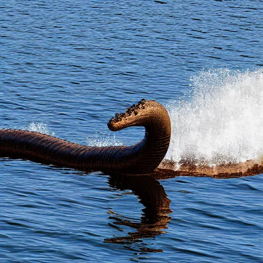 Image similar to clear photograph of the loch ness monster, high detail, 8 k,