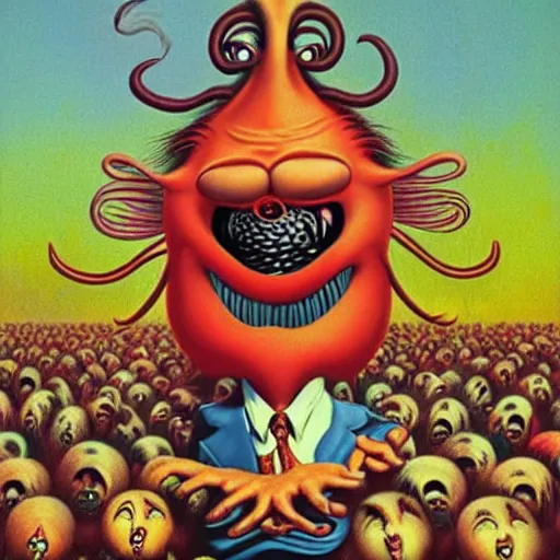 Image similar to woke dream painting by Mark Ryden and Todd Schorr, Dr Seuss