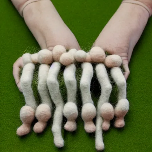 Image similar to photo of a needle - felted human centipede