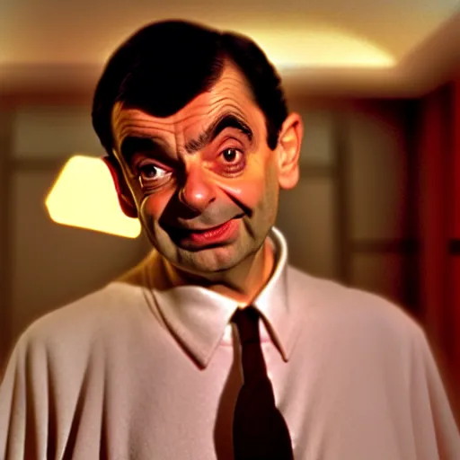 Prompt: mr. bean as baby houseman from dirty dancing. movie still. cinematic lighting.