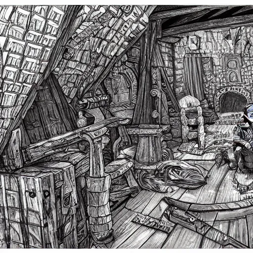 Image similar to highly detailed doodle art of scenes from the witcher fanart, detailed and intricate environment