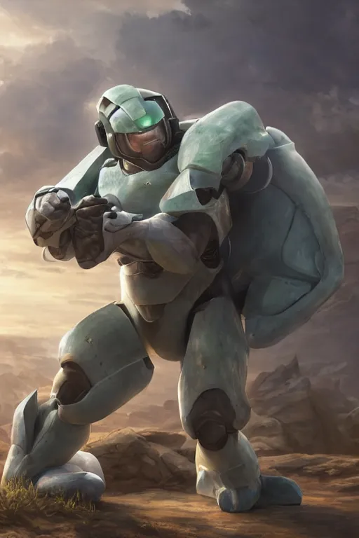 Prompt: machamp pokemon playing as master chief, oil on canvas, intricate, 8 k highly professionally detailed, hdr, cgsociety