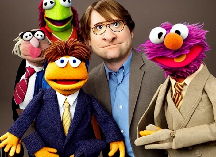 Image similar to studio portrait of!!! muppet muppet!!!!! dwight schrute as a muppet muppet muppet as a muppet as a muppet in the tv show the office