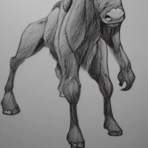 Prompt: full body black and white pencil sketch of a muscular Alf