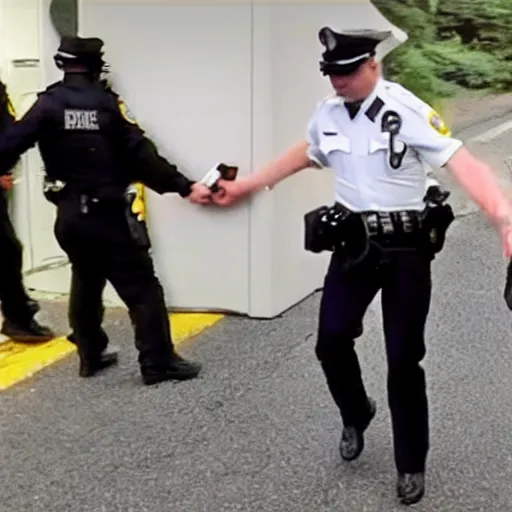 Image similar to bodycam footage of michael jackson getting arrested for faking his own death, wide angle, fisheye, uhd, 8 k, bodycam, award winning