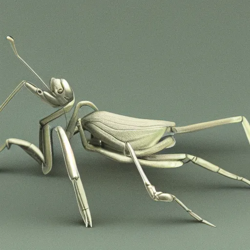 Prompt: 3d Render of a silver mantis in the wildn dramatic lighting, shallow depth of field, high detail, concept art