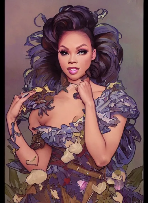 Image similar to vanjie, drag queen, painting by artgerm and greg rutkowski and alphonse mucha