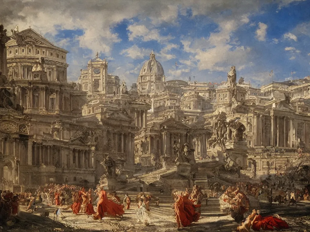 Prompt: vision of rome by adolf hiremy hirschl