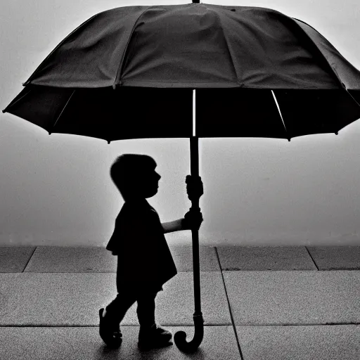 Prompt: an umbrella, award winning black and white photography