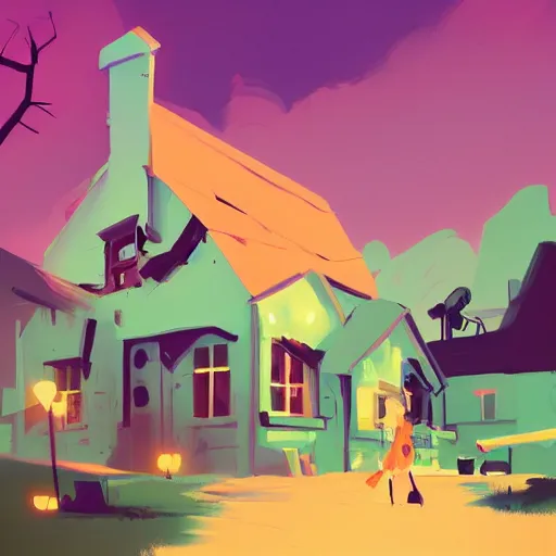 Prompt: girl modern country cottage webtoon art by anton fadeev and ghibli and wlop