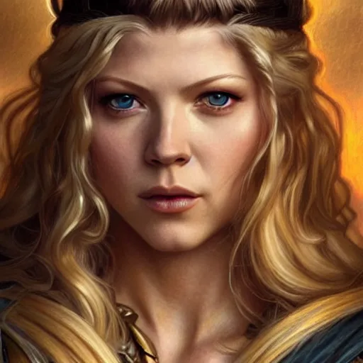 Image similar to beautiful Katheryn Winnick as Lady Thor, drawn by a 6 year old, western, closeup, D&D, fantasy, intricate, elegant, highly detailed, digital painting, artstation, concept art, matte, sharp focus, illustration, art by Artgerm and Greg Rutkowski and Alphonse Mucha