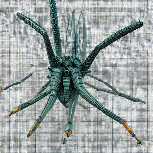 Prompt: aquatic 8 legged hard valley cone covey lemon shiraz oil , by Ted Nasmith and H. R. Giger and Sydney Prior Hall , voxel , constructivism , Zbrush Central