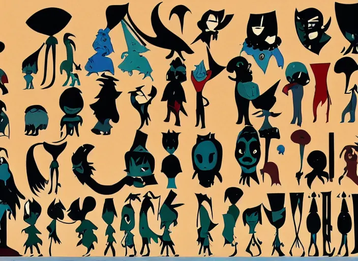 Prompt: character shape design exploration silhouettes of a dastardly wicked tyrannical king, minimalist mixed media layout from masaaki yuasa ( 1 9 9 7 )