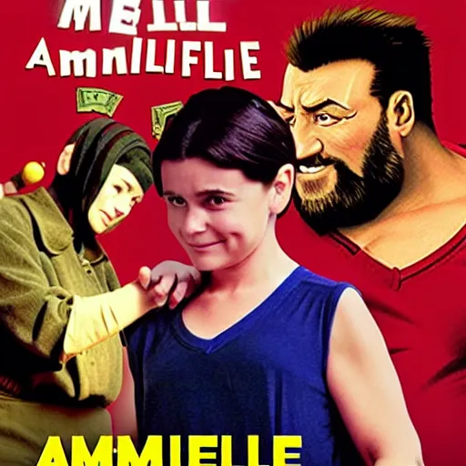 Prompt: movie poster of the movie amelie starring only zangief instead of amelie