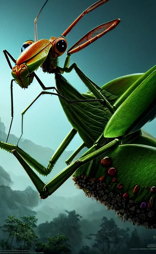 Image similar to exquisite imaginative creature poster art, like a bug, like a mantis, movie art, by lucusfilm, weta studio, 8 k, denoised