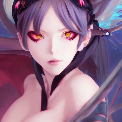 Image similar to anime portrait of succubus as an anime girl by Stanley Artgerm Lau, WLOP, Rossdraws, James Jean, Andrei Riabovitchev, Marc Simonetti, and Sakimichan, trending on artstation