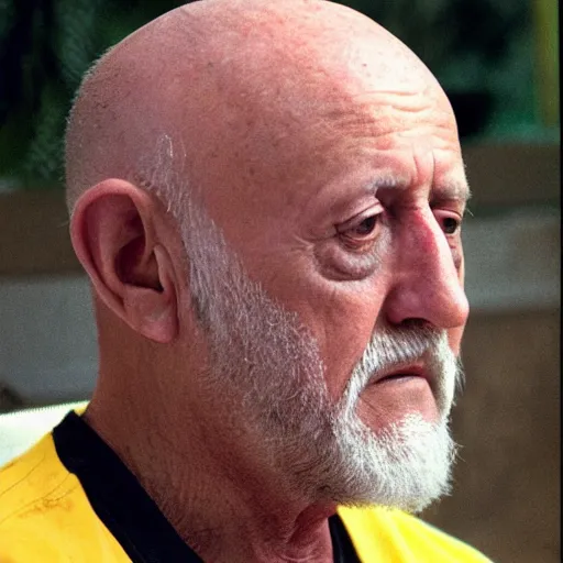 Image similar to mike ehrmantraut becoming an enlightened being, he has no beard